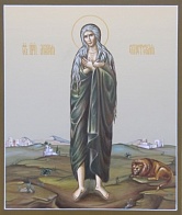 Икона "Мария Египетская", липовая доска, дубовые шпонки, левкас, сусальное золото, темпера, подарочная упаковка