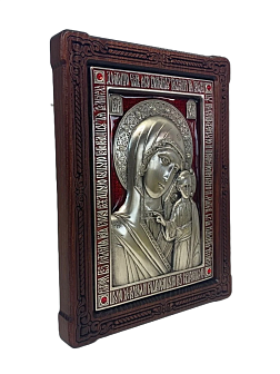 Икона Богородица Казанская гальваника Красная эмаль стразы Swarovski 215_A80-3(R)_KRA