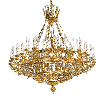 Паникадило 2 яруса 72 свечи с серафимами золочение Паникадило 2 яруса 72 свечи с серафимами золочение