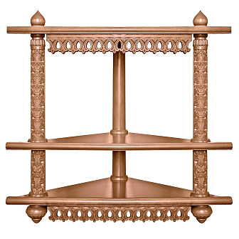 Иконная полка трехъярусная угловая из дерева резная