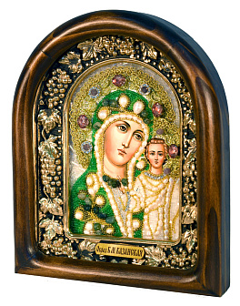 Икона ручной работы ''Пресвятая Богородица Казанская'' с камнями