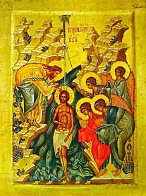 икона Крещение Господне 15 век