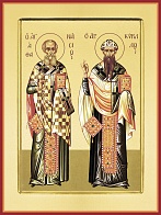 Икона АФАНАСИЙ и КИРИЛЛ Александрийские, Святители (ЗОЛОЧЕНИЕ)