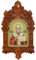 Рукописная икона ''Святитель Николай, архиепископ Мир Ликийский (Мирликийский), чудотворец'' на кипа
