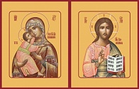 Венчальная пара икон Господь Вседержитель и Божия Матерь Владимирская