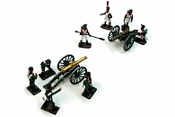 Набор миниатюр в деревянной шкатулке "Артиллерийское сражение" (8 фигур и 2 пушки)