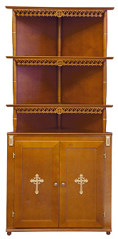 Шкаф-стеллаж - домашний иконостас угловой с резными узорами