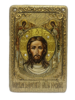 Икона ''Спас Нерукотворный'' ручной работы из дуба в футляре Икона ''Спас Нерукотворный'' ручной работы из дуба в футляре