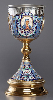 Потир 1.5л 4-финифти, филигрань, эмаль / золочение / серебряный стакан (УИН)