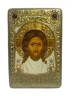 Настольная икона ''Спас Нерукотворный'' на мореном дубе