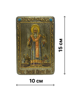 Настольная икона ''Святитель Алексий, митрополит Московский и всея России чудотворец'' на мореном ду