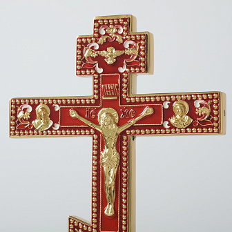 Крест напрестольный гальванопластика с золочение и эмалью Крест напрестольный гальванопластика с золочение и эмалью