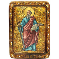 Икона ''Апостол Павел'' ручной работы из дуба в футляре