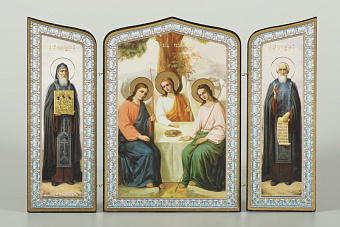 Складни деревянные 19х28 трёхстворчатые, двойное тиснение, фигурные, в упаковке Троица