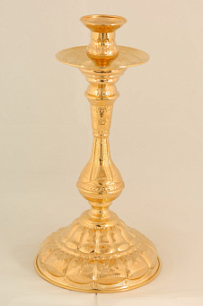 Подсвечник примикирный для архиерейской свечи чеканка золочение Подсвечник примикирный для архиерейской свечи чеканка золочение