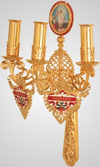 Трехсвечник пасхальный на яйце №2 золочение эмаль