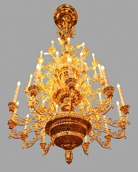 Паникадило 4 яруса 42 свечи золочение