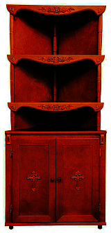 Шкаф-стеллаж - домашний иконостас угловой с узорами