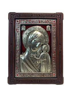 Икона Богородица Казанская гальваника Красная эмаль стразы Swarovski 215_A80-3(R)_KRA