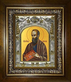 Икона Павел апостол, в деревяном киоте