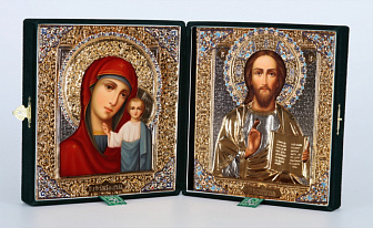 Складни живописные в футляре 24х30 масло, ризы №1, №25(бархат)