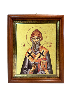 Икона "Спиридон Тримифунтский", свт., чудотв., с золочением поталью, 09100-УЛ