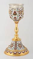 Потир 1.5л 4-финифти, филигрань, эмаль "№10" / золочение / мельхиоровый стакан