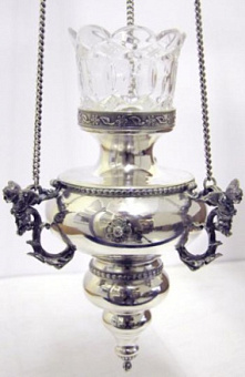 Лампада подвесная с ангелами №2 серебро (УИН) Лампада подвесная с ангелами №2 серебро (УИН)