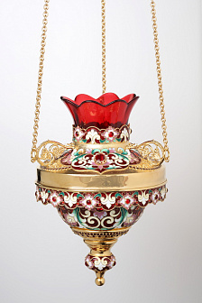 Лампада филигранная казанская с эмалевым кантом / золочение