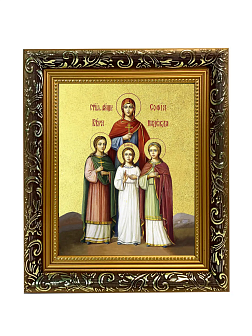 Икона "Вера, Надежда, Любовь и мать их София", свв. мцц., с золочением поталью, 10047-УЛ