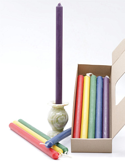 Свечи формовые №4 (37см, 8ч), РАЗНОЦВЕТНЫЕ 5 цветов (кор 10шт)