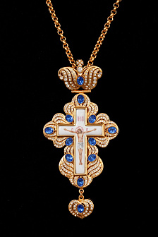 Крест наперсный №13 / золочение / серебро финифть (УИН)