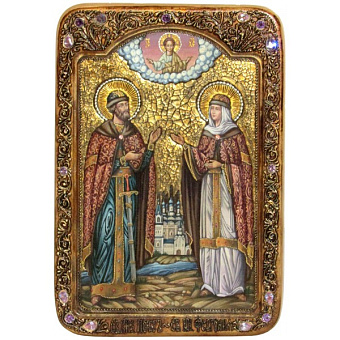 Икона ''Петр и Феврония'' ручной работы Икона ''Петр и Феврония'' ручной работы