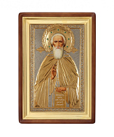 Икона живописная в киоте 60х90 масло, риза №201, эмаль, стразы, киот №1 Сергий Радонежский