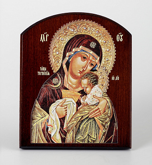 Икона на доске 10х12 объёмная печать, арочная, лак Чаша терпения