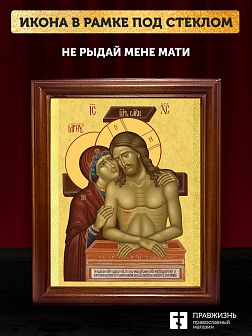 Икона Спаситель и Богородица Не рыдай Мене Мати, деревянная рамка со стеклом 15х18х2 см 1223