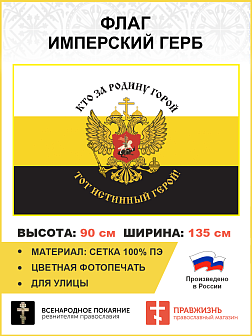 Флаг 285 Кто за Родину горой тот истинный герой 90х135 материал сетка для улицы