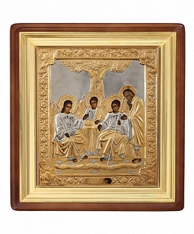 Икона ''Святая Троица'' в киоте с золоченым подрамником