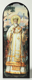 Икона на МДФ 18х50 арочная, объёмная печать, лак Николай Японский