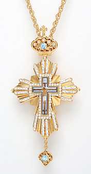 Крест наперсный №92 / золочение / серебро камни (УИН)
