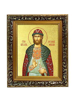 Икона "Александр Невский", св. блгв. кн., с золочением поталью, 09A1-УЛ_NB_KRA