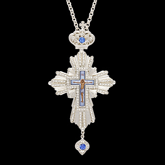 Крест наперсный №92 камни / серебрение