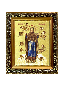 Икона Божией Матери "Нерушимая Стена Гефсиманский скит" с золочением поталью, 03047-УЛ