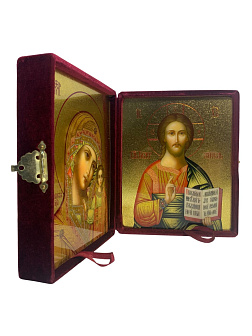 Каталог товаров pravzhizn Венчальные иконы Спаситель и Казанская с золочением УЛ 9х10,5 в бархатном складне Венчальные иконы Спаситель и Казанская с золочением УЛ 9х10,5 в бархатном складне