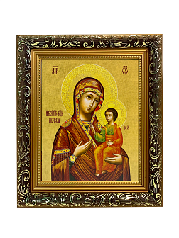 Икона Иверская Божия Матерь на холсте в киоте 075