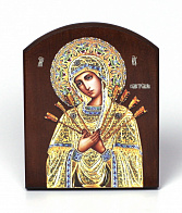 Икона на доске 10х12 объёмная печать, арочная, лак Семистрельная БМ