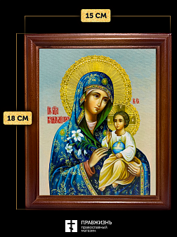 Икона Божией Матери Неувядаемый Цвет, деревянная рамка со стеклом 15х18х2 см 165 Икона Божией Матери Неувядаемый Цвет, деревянная рамка со стеклом 15х18х2 см 165