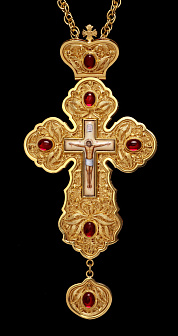 Крест наперсный филигрань №0022 двойной рант финифть / золочение