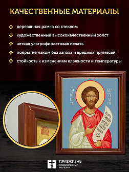 Икона Никита Константинопольский блаженный, деревянная рамка со стеклом 15х18х2 см 1041