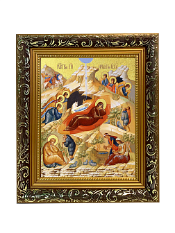 Икона Рождества Христова с золочением поталью, 05204-УЛ Икона Рождества Христова с золочением поталью, 05204-УЛ